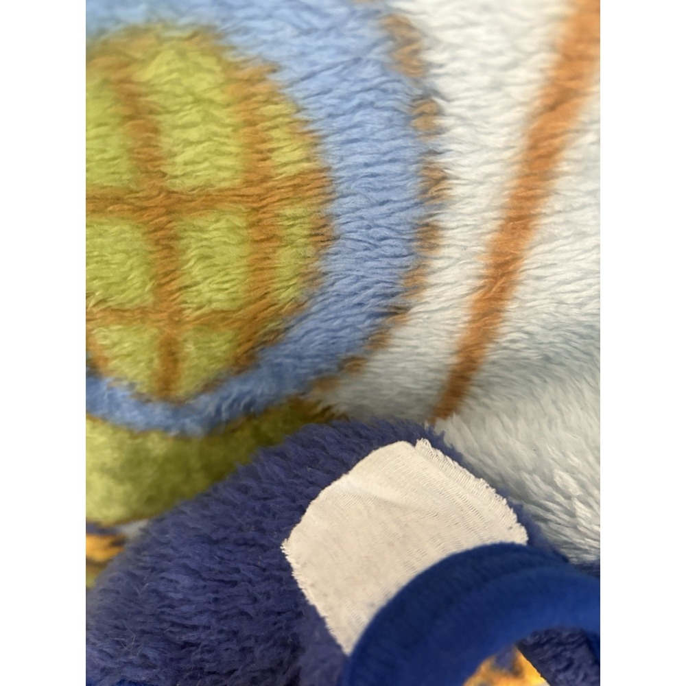 Vintage Baby Blanket‎ Mink Plush Deep Blue Teddy Bear Riding Bicycle 52"x40" - Picture 10 of 10